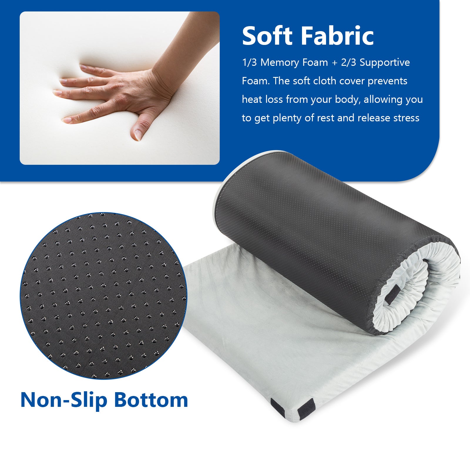 75x30x2.5in, Memory Foam, Grey Camping Mattress, With Storage Bag