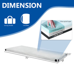 75x30x2.5in, Memory Foam, Grey Camping Mattress, With Storage Bag